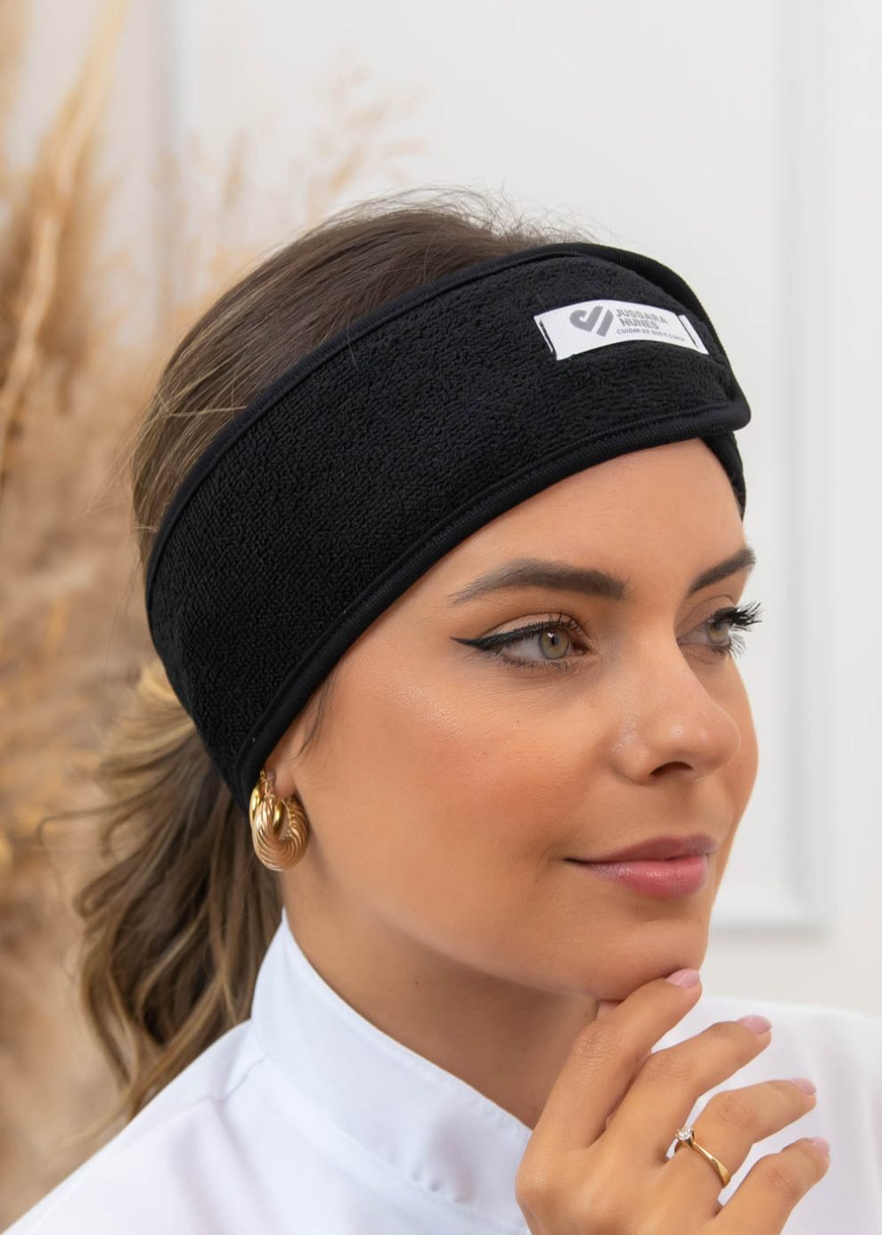 Kit 20 Faixa Felpa Unissex Ajustável Atoalhada Preto - Imagem 2