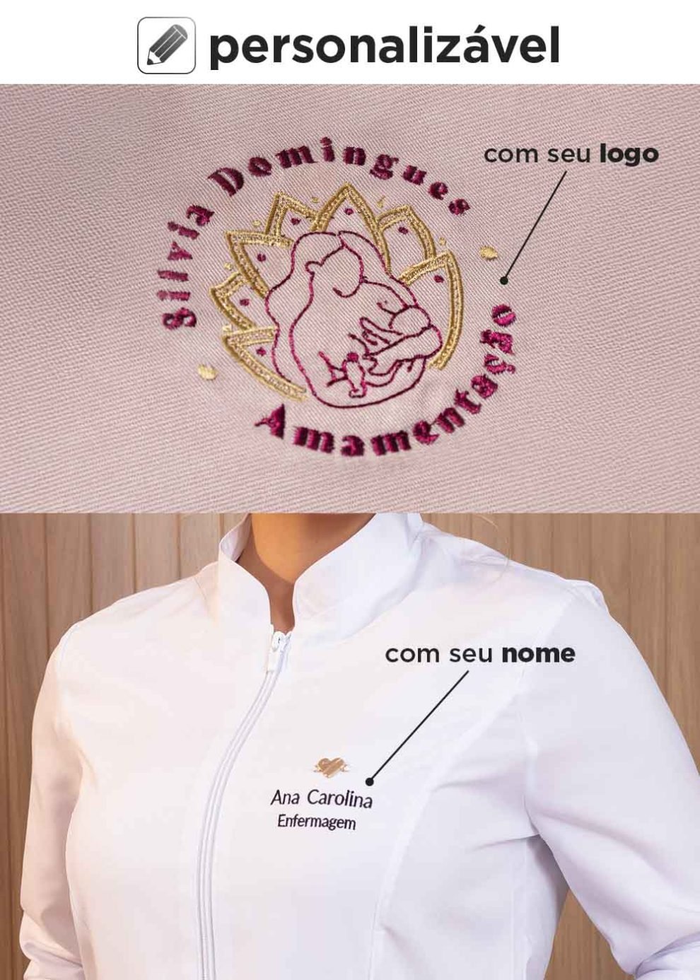 Jaleco Feminino Básico Oxfordine Arizona Branco - Imagem 6