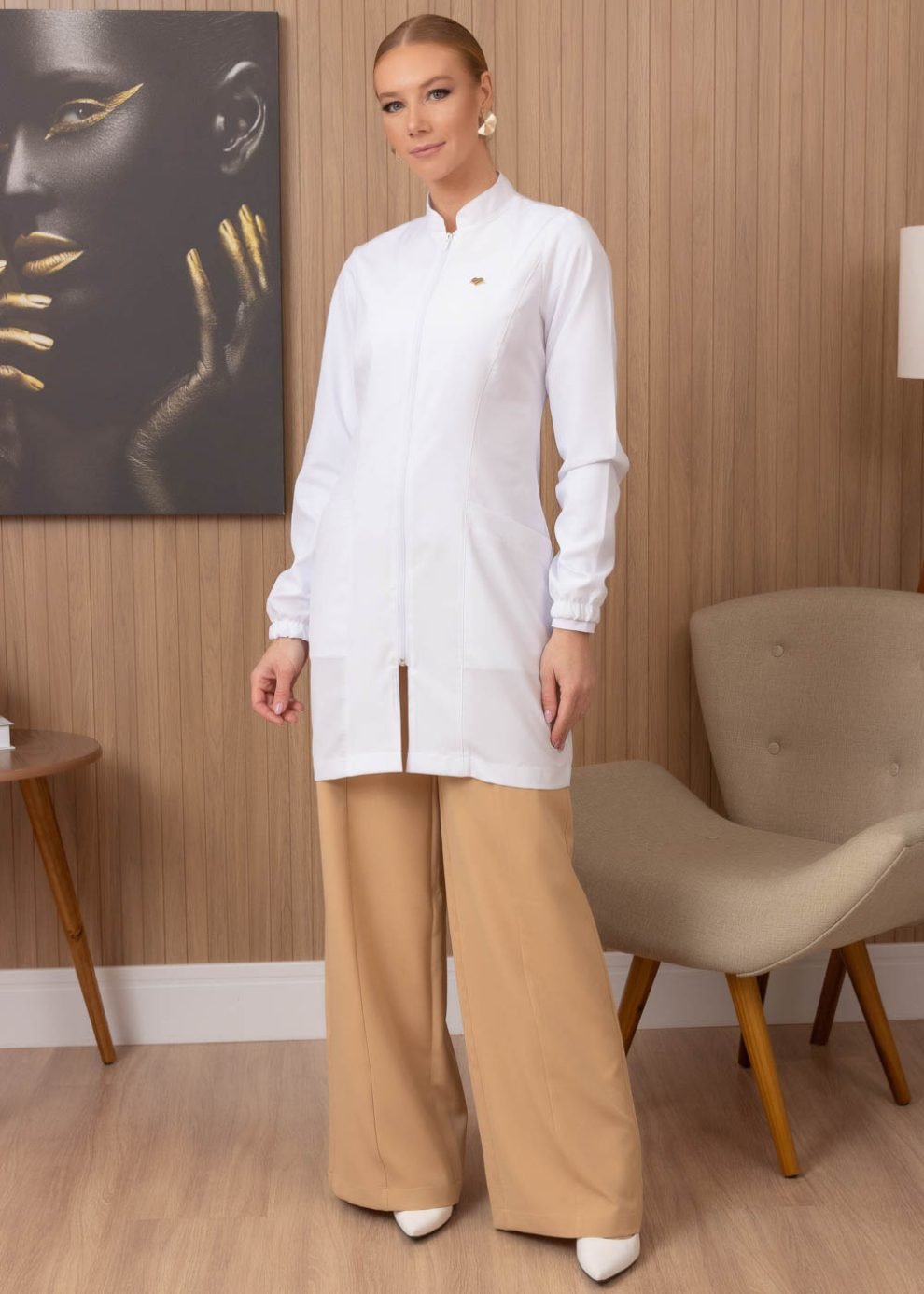 Jaleco Feminino Básico Oxfordine Arizona Branco - Imagem 5